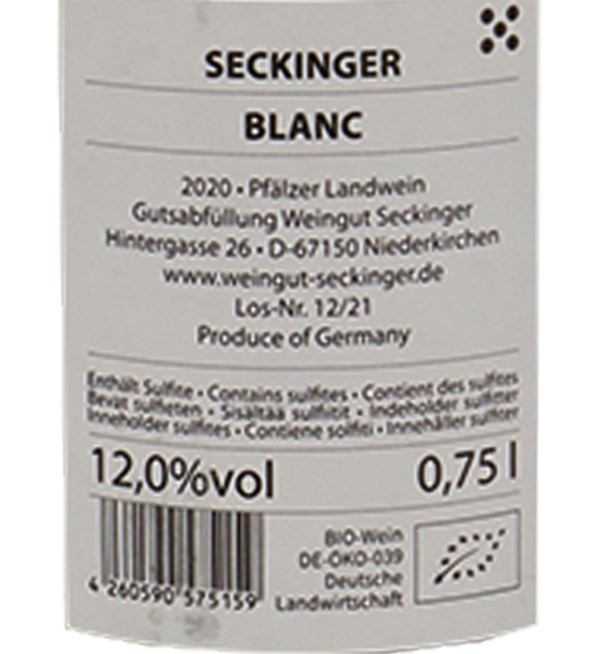 Weingut Seckinger Blanc Pure R 2020
